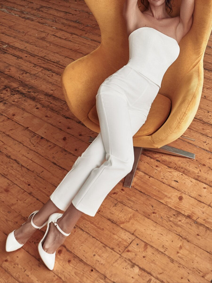 Miniatura: Ärmelloser Jumpsuit Slim Hochzeitskleid