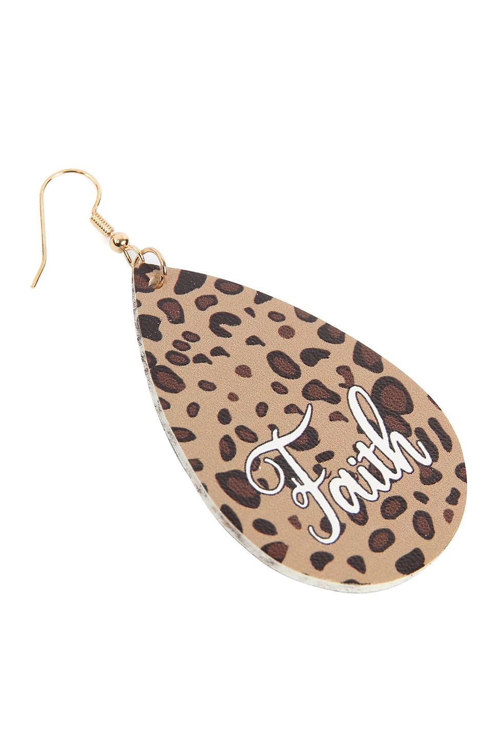 Miniature : Hde2868 - "Faith" Animal Print Leather Fish Hook Earrings