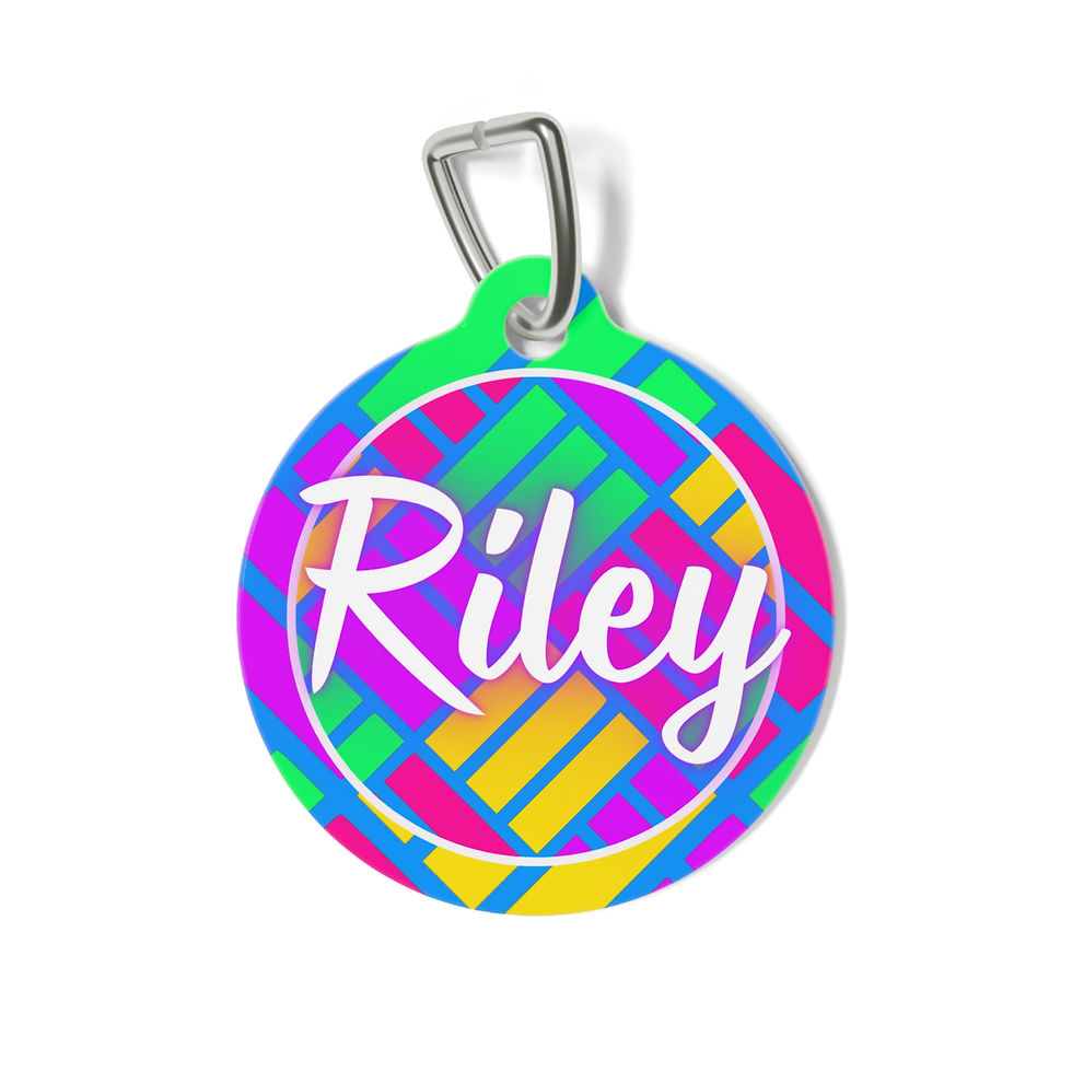 Neon Grid Pet Tag