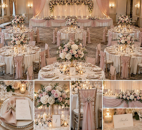 Wedding styling blush accessories