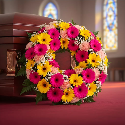 vibrant funeral wreath