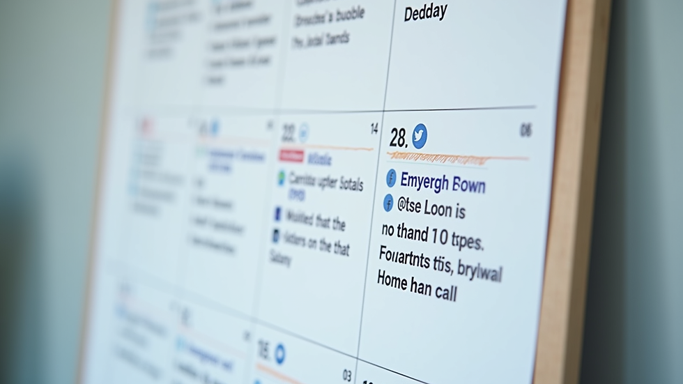 Close-up view of a calendar with scheduled social media posts