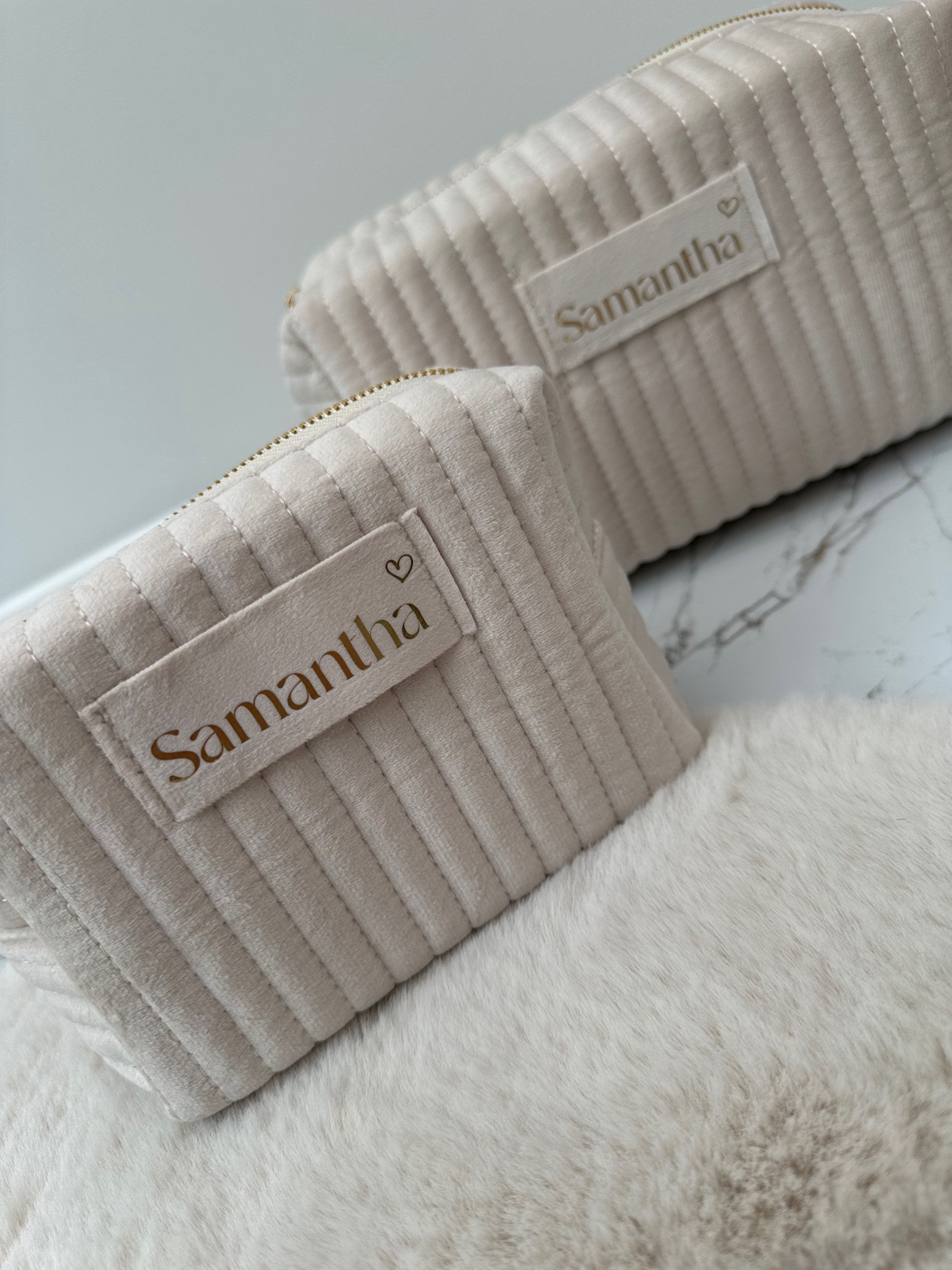 Personalised Velvet Travel Make Up Cosmetic Bag