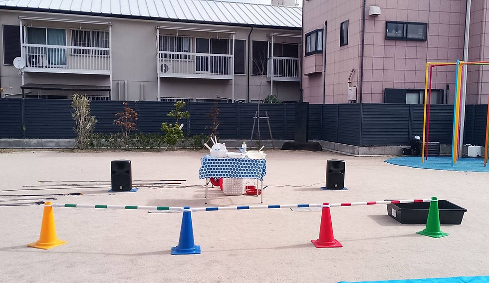 大阪府岸和田市のこども園でシャボン玉ショー|屋外イベント