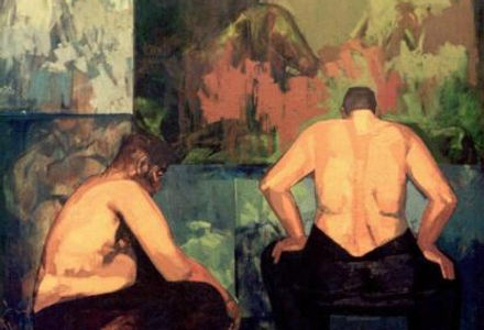 Screamin in quietness, oil on canvas, by Islam Zaher, 1998
