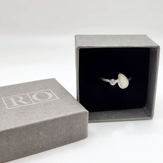 Rebecca Oldfield Breast Milk and Moonstone sterling silver sparkle effect ring