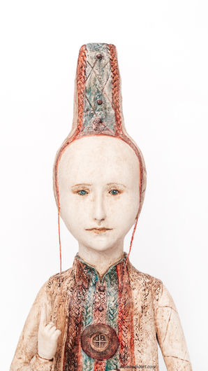 The Guardian, original figurative Creative Paperclay sculpture by Asya Dudko featuring a symbolic character holding a key, representing self-reliance, protection, and the power to shape one's own path.