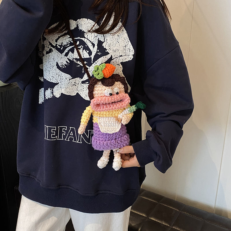 Funny Big mouth clown Knitting Handbag