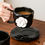 Thumbnail: Classic 3D White Rose Black French Style Coffee Cup & Saucer