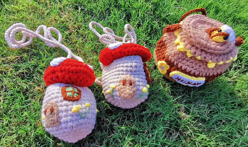 Thumbnail: Handmade Knitting Mushroom &amp; Hazelnut mini bag
