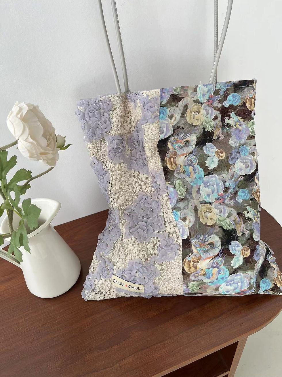 Thumbnail: Paris Style Handcrafted Half 3D Flower Bag