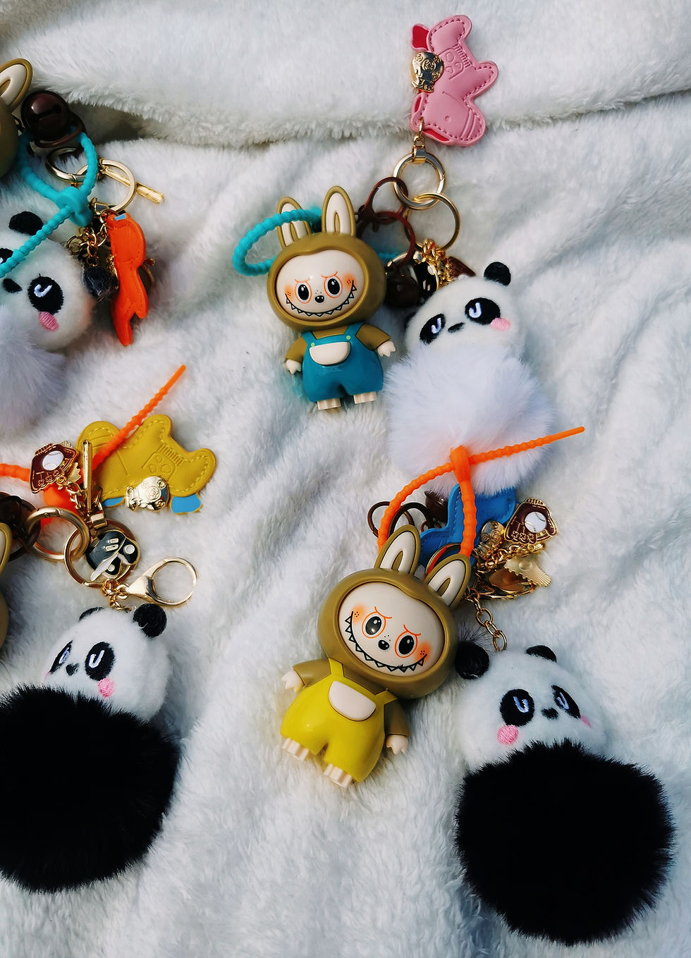 Thumbnail: Face Changing Labubu with Panda and Wealth Horse Keychain