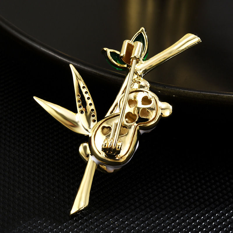 Thumbnail: Strength energy Bamboo Panda brooch and jade stone necklace