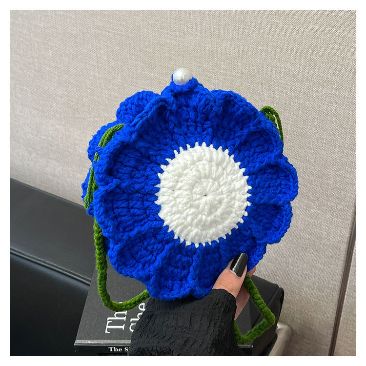 Thumbnail: Sunflower handmade knitting handbag