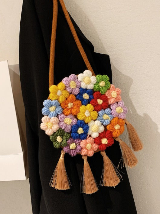 Handmade tassel sunflowers minaudiere