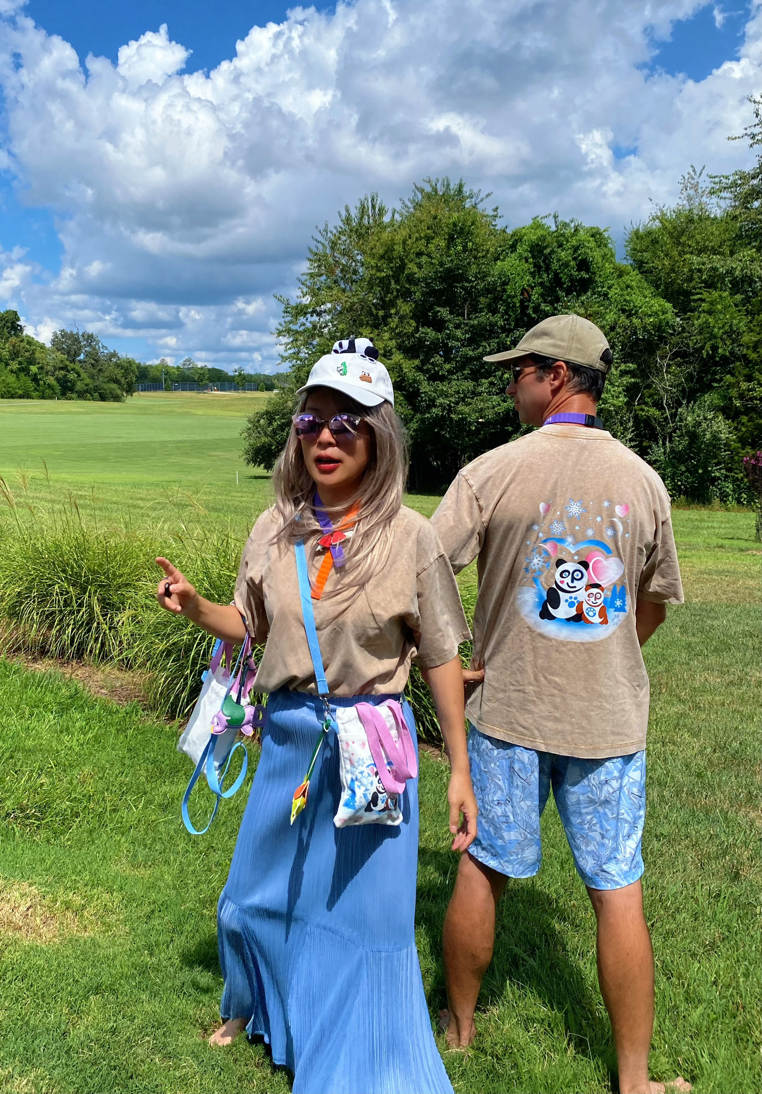 Frosted Fun: His-and-Hers Frozen Heart Snowflake Dancing Pandas T-Shirts! ❄️🐼💖