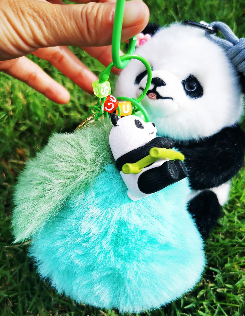 Thumbnail: Panda & Colorful Pom-Pom Charm - The Ultimate Playful Accessory