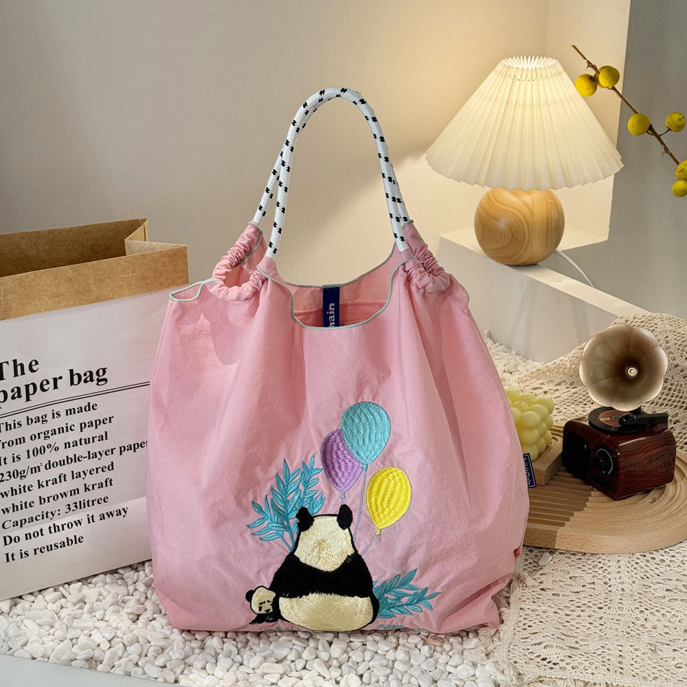 Pink Panda medium embroidered bag