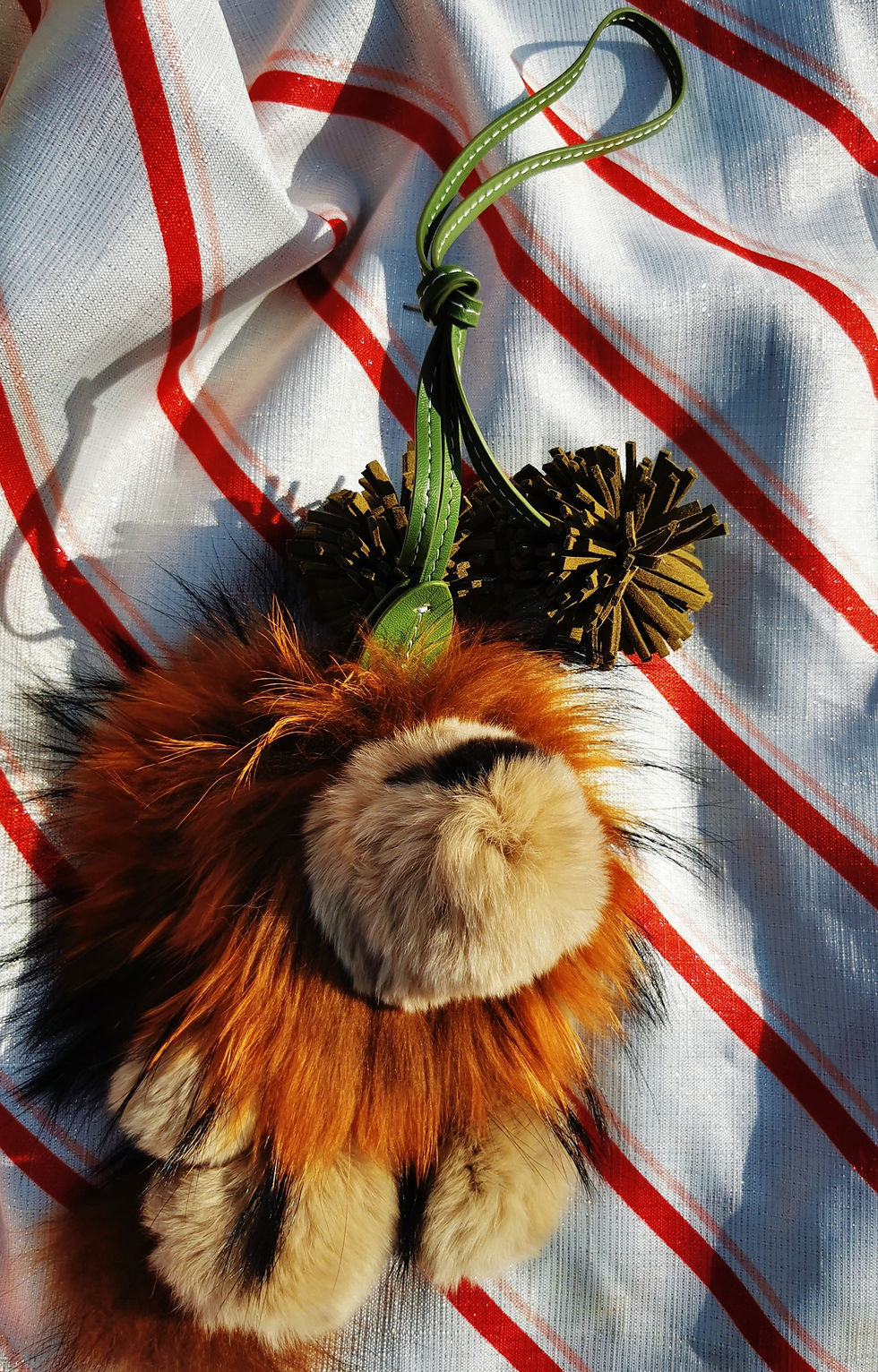 Thumbnail: Our Luxurious, Handmade Furry Lion King & Artisan Leather Floral Bag Accessory