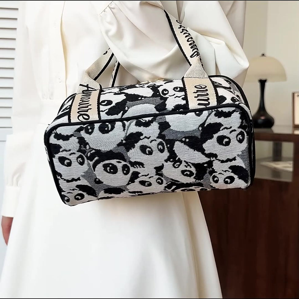 Thumbnail: Panda cheering faces makeup bag