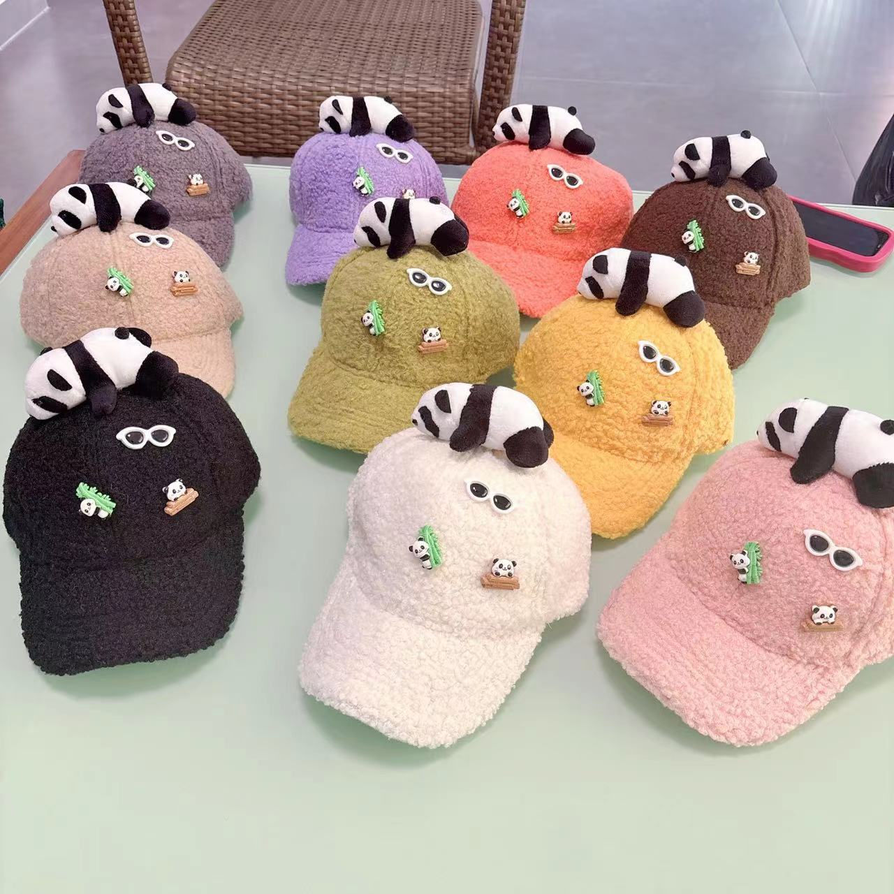 Colorful Unisex Fashionable Cartoon Panda Woolly Spring and Autum Baseball Cap