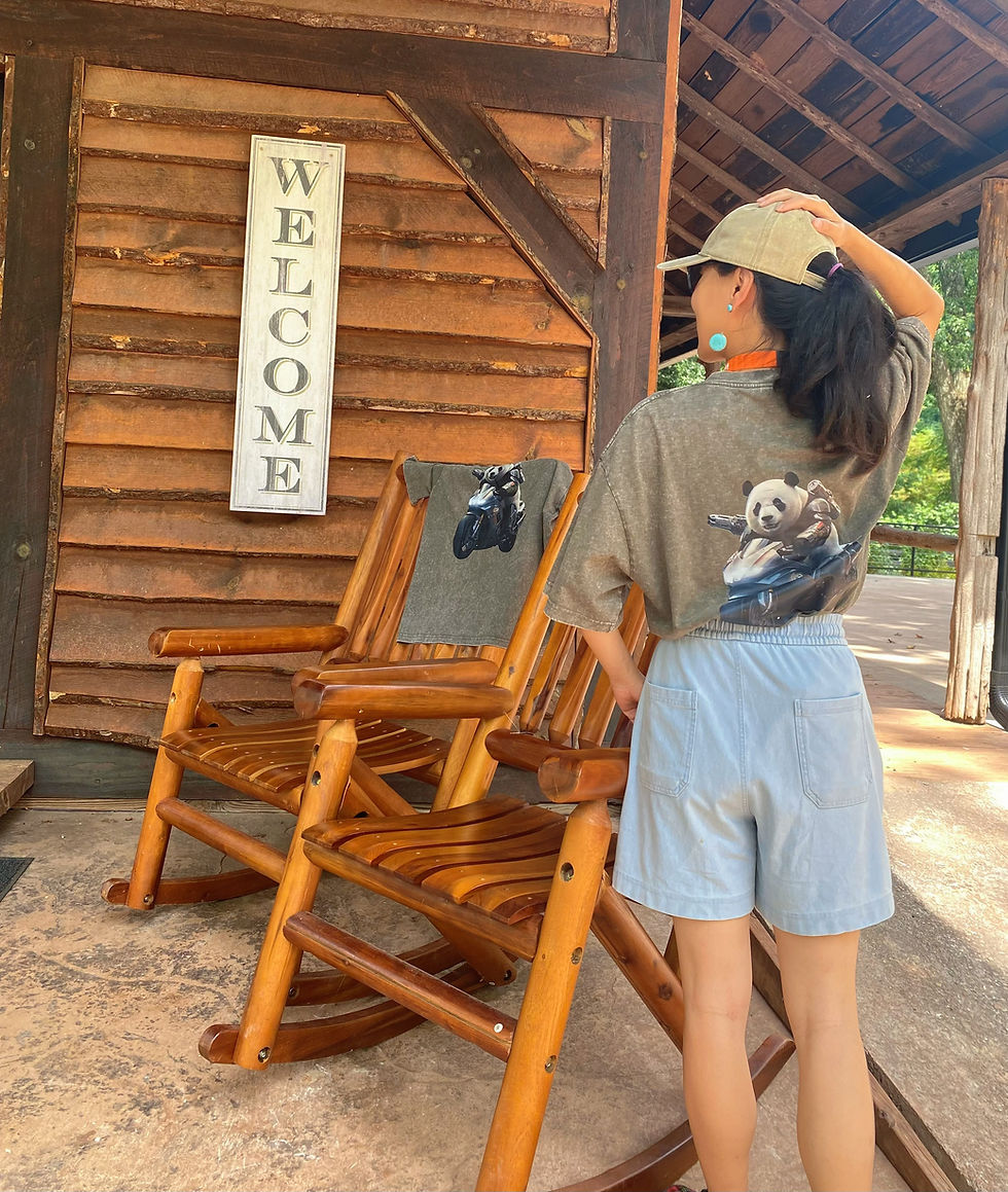 Thumbnail: 🐼🏍️ Vintage "Panda Soldier with Motor" His-and-Hers T-Shirts 🏍️🐼