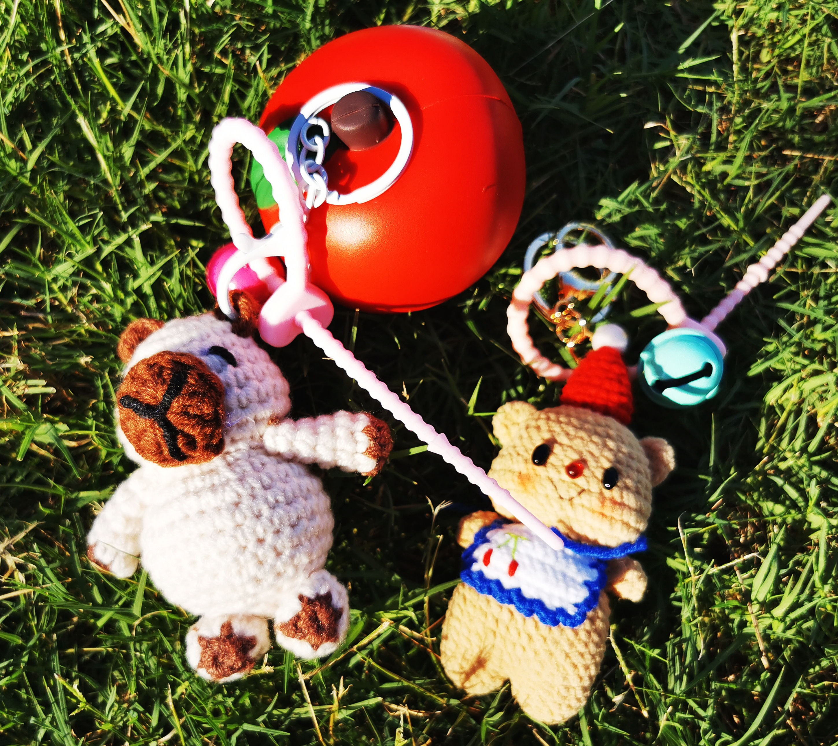 Double the Cuteness! ALL HANDMADE Knitted Bear Charms for Your Bags & Keys
