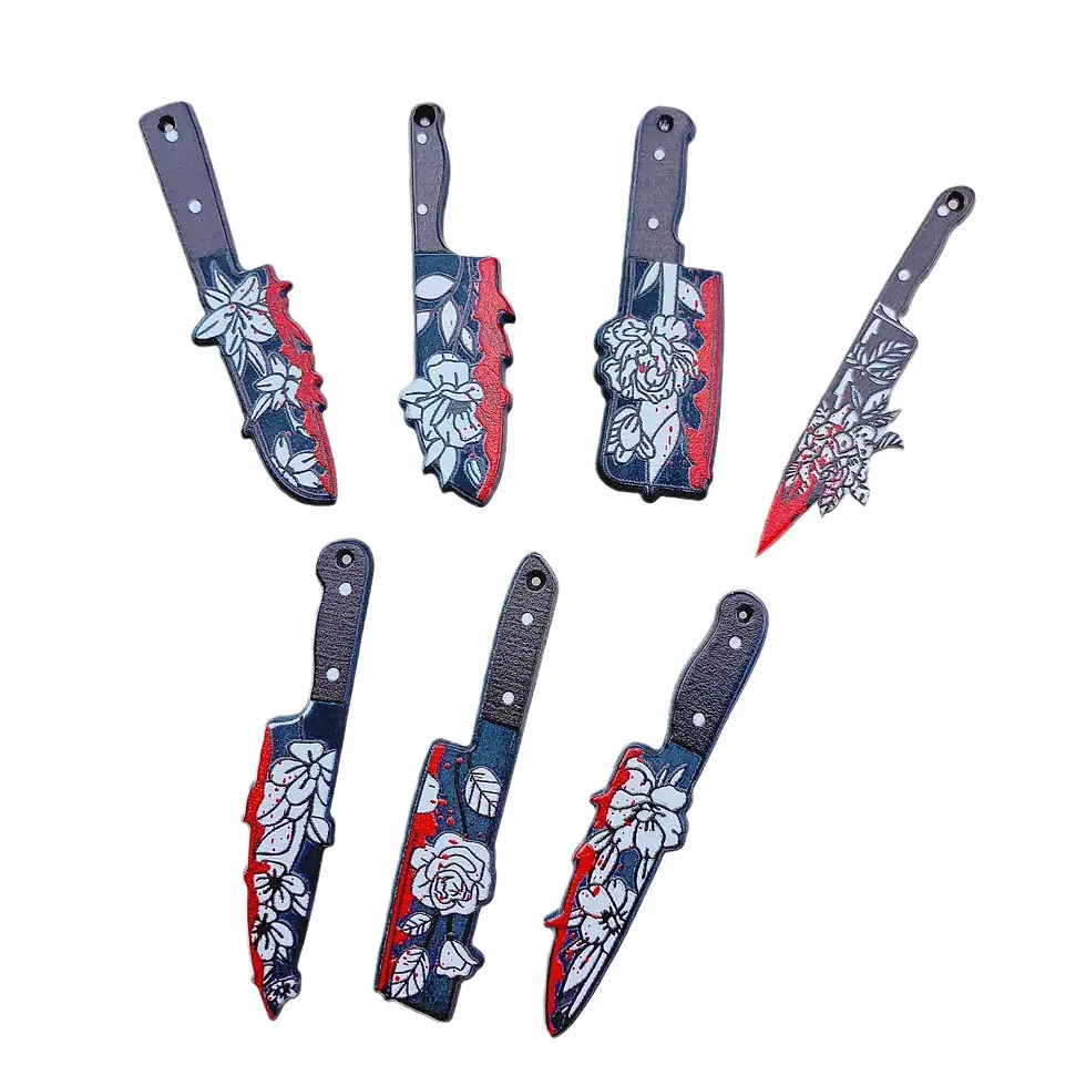 Acrylic Halloween wholesale DIY Accessories pendant Printed Knife Earrings