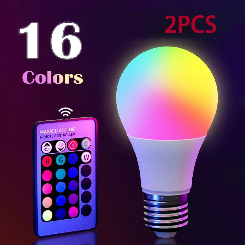 Thumbnail: 16 Colors RGB Bulb LED Multicolor Bulb E27 220V Household Lighting Dimmable 24 K