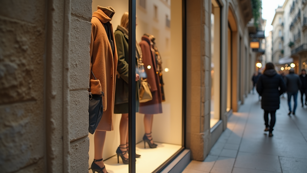 Close-up view of a luxury fashion boutique window in Aix-en-Provence