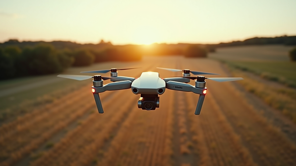 Vue en contre-plongée d’un drone en vol au-dessus d’un domaine provençal