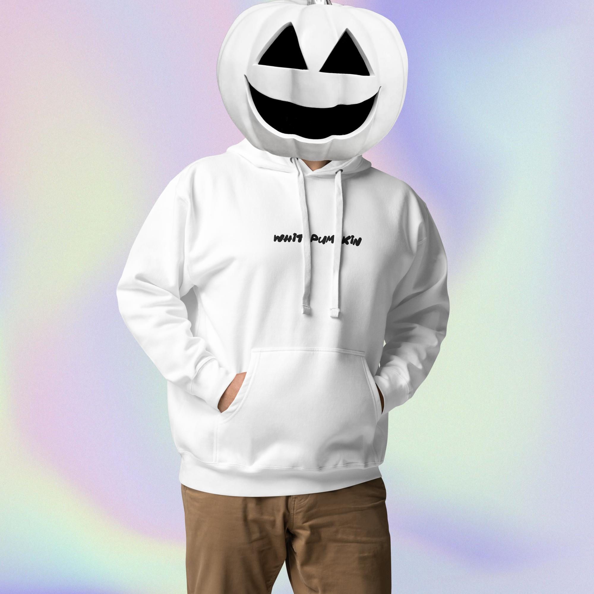 whitepumpkin embroidered unisex hoodie white