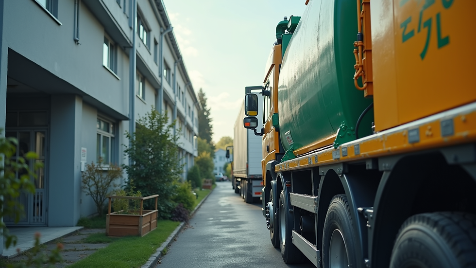 High angle view of eco-friendly cleaning equipment on a truck