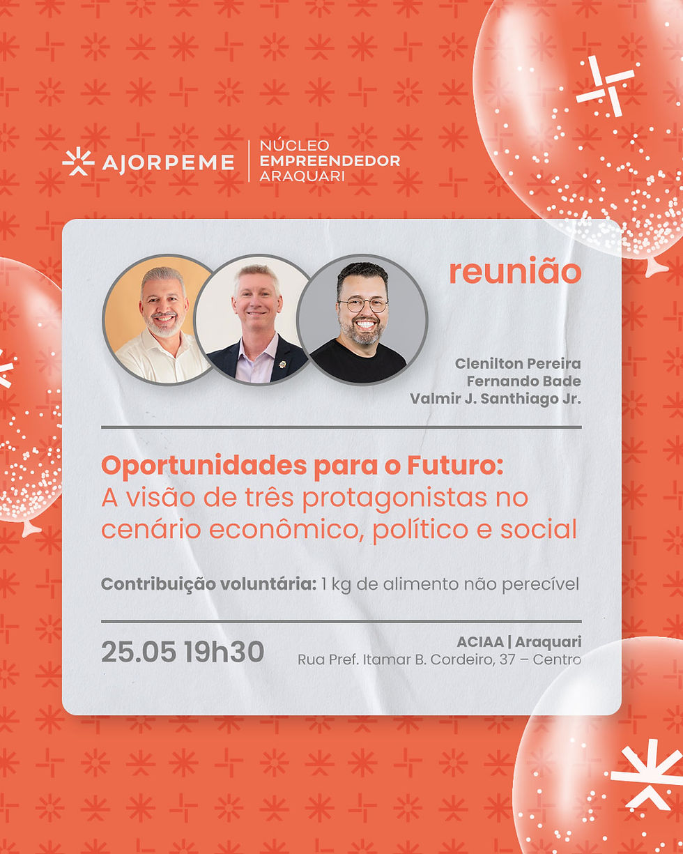 Oportunidades para o Futuro. Talk com Clenilton Pereira, Fernando Bade, Valmir J. Santiago