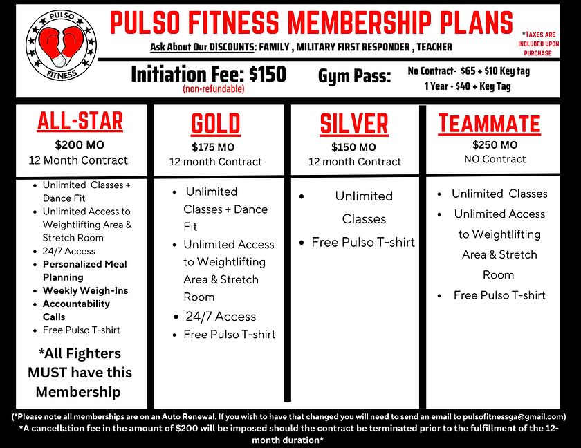 Pulso Fitness's Membership Plans