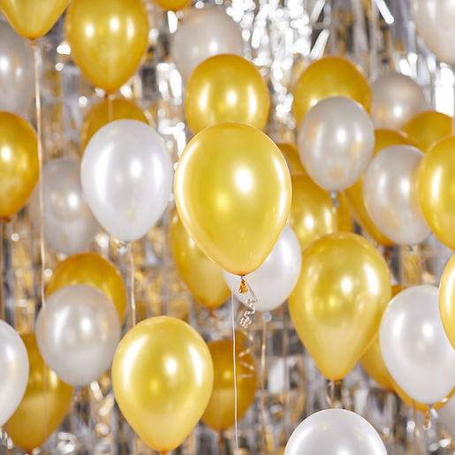Gold and White Balloons