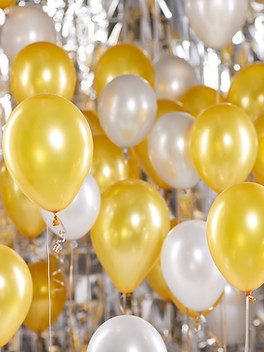 Gold and White Balloons