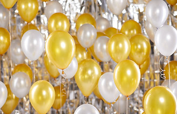 Gold and White Balloons