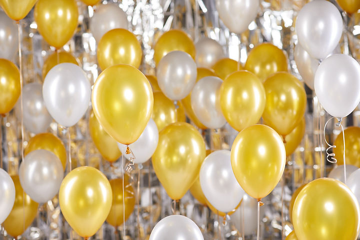 Gold and White Balloons