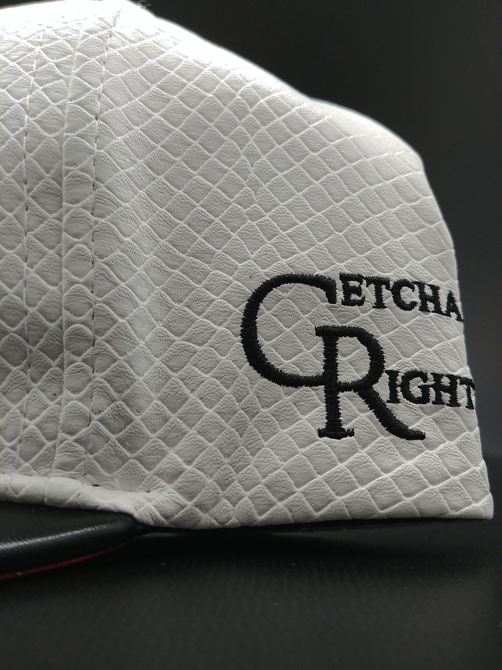 Thumbnail: White Snakeskin Leather Getcha Right Snapback Hat