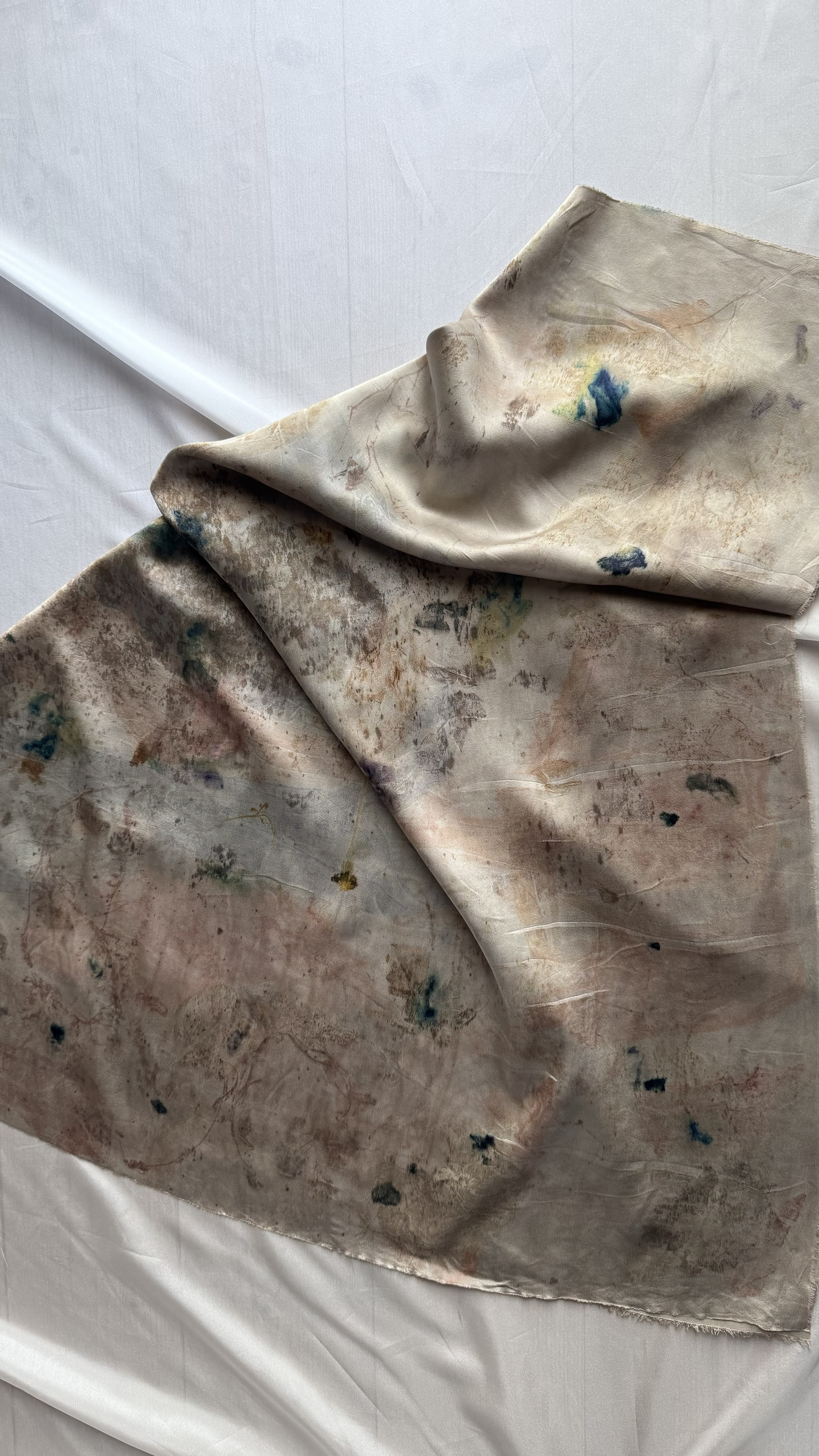 oluhi, hand sewn clothing, plant dyes, natural dyes, botanical dyes, botanical prints, compostable fabrics, eco prints, silk scarf, plant printed silk