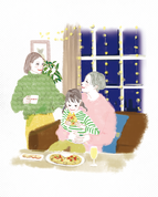 20〜50代向けファミリー＆カップルの日常生活イラスト｜家族・夫婦・パートナーのライフスタイル｜広告・書籍・CM向け｜大人の甘さとビター｜Takako