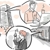 職場で働く人々のビジネスシーン｜広告・Web・書籍向け｜大人の甘さとビターなタッチのビジネス／ライフスタイル系イラスト｜Takako