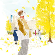 イラストレーターTakakoの30代女性向けファッションイラスト 風景と合わせたファッションコーデイラスト