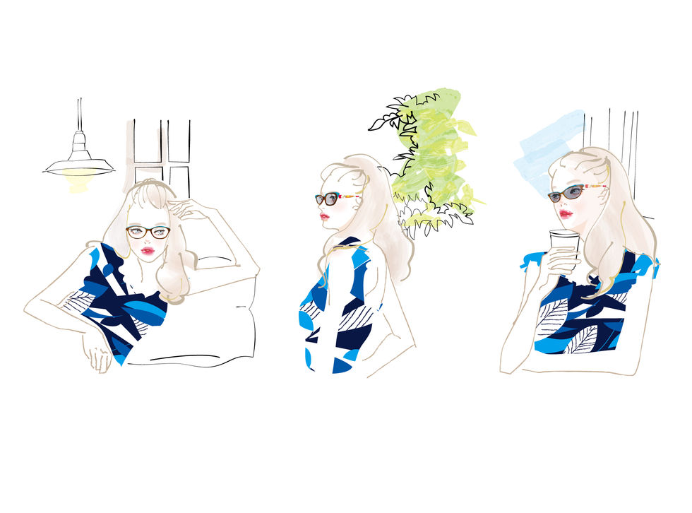 イワキメガネ広告 | Nikon×Lafontコラボ広告｜大人女性向け/大人の甘さとビター・メガネ女性のイラスト｜Takako
