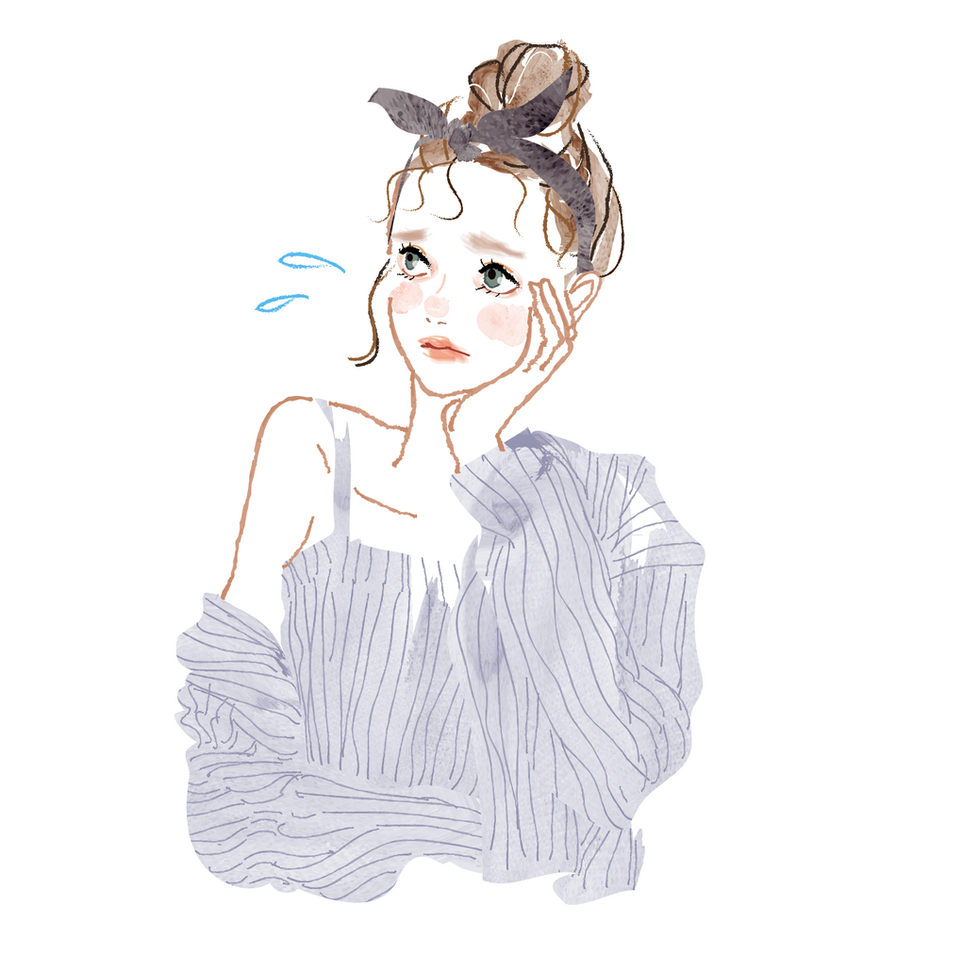 エステ企業｜大人女性向け/大人の甘さとビター・ファッションイラスト/ 悩む女性イラスト｜Takako