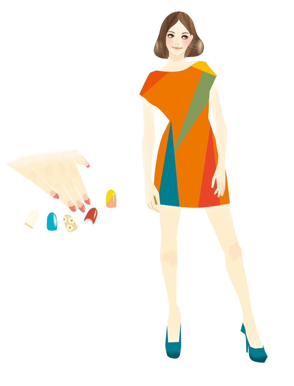 国際カラーデザイン協会|カラーデザイン検定3級公式ガイド|カラーコーデ・ファッションコーデイラスト|大人女性向け|大人の甘さとビター|Takako