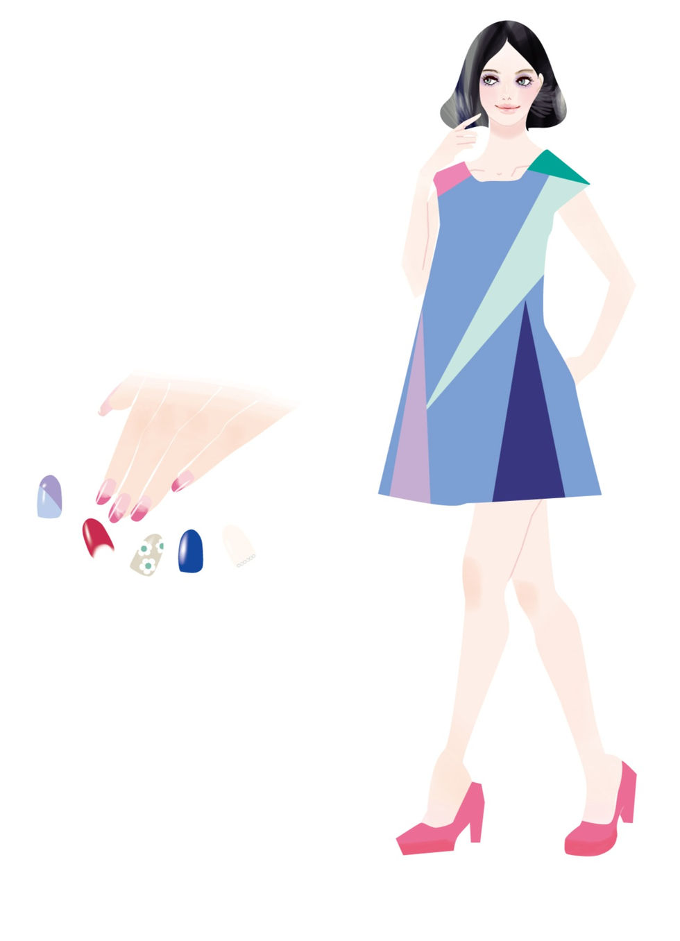 国際カラーデザイン協会|カラーデザイン検定3級公式ガイド|カラーコーデ・ファッションコーデイラスト|大人女性向け|大人の甘さとビター|Takako