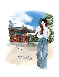 韓国の歴史的建造物×lowclassic風ミニマルファッション｜大人女性向け｜大人の甘さとビター｜ファッション×都市×ライフスタイル｜Takako　soft cinematic atmosphere