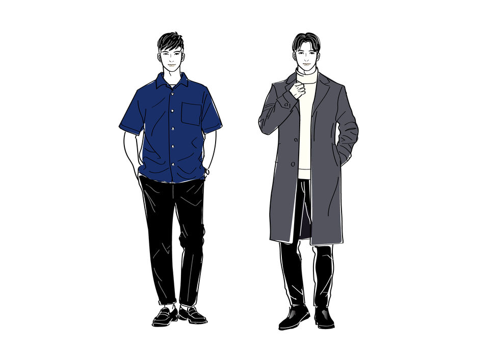 書籍|顔タイプ診断|メンズイラスト|大人女性向け/大人の甘さとビター・ファッション診断イラスト|Takako